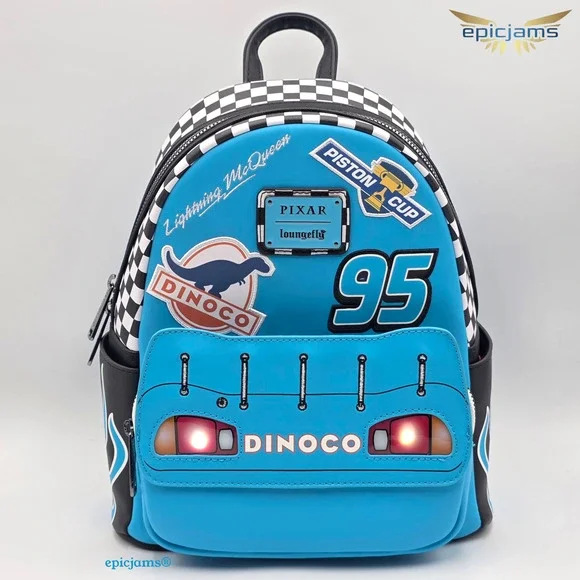 Loungefly Disney Pixar Cars Lightning McQueen Dinoco Light-Up Mini Backpack - Picture 1 of 9